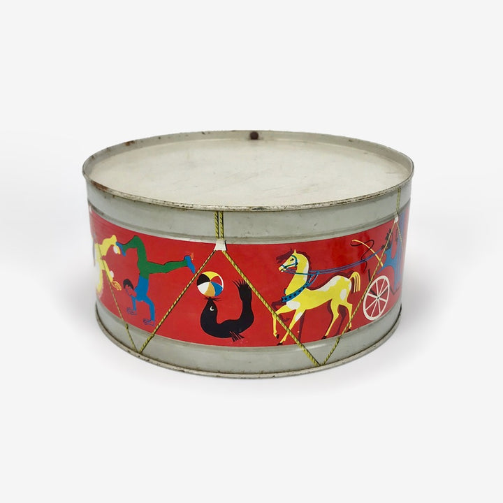 Ancien tambour en métal arts du cirque