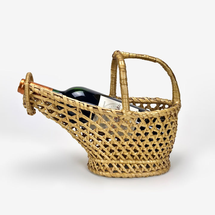 Porte-bouteille en osier tressé