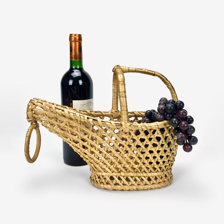 Porte-bouteille en osier tressé