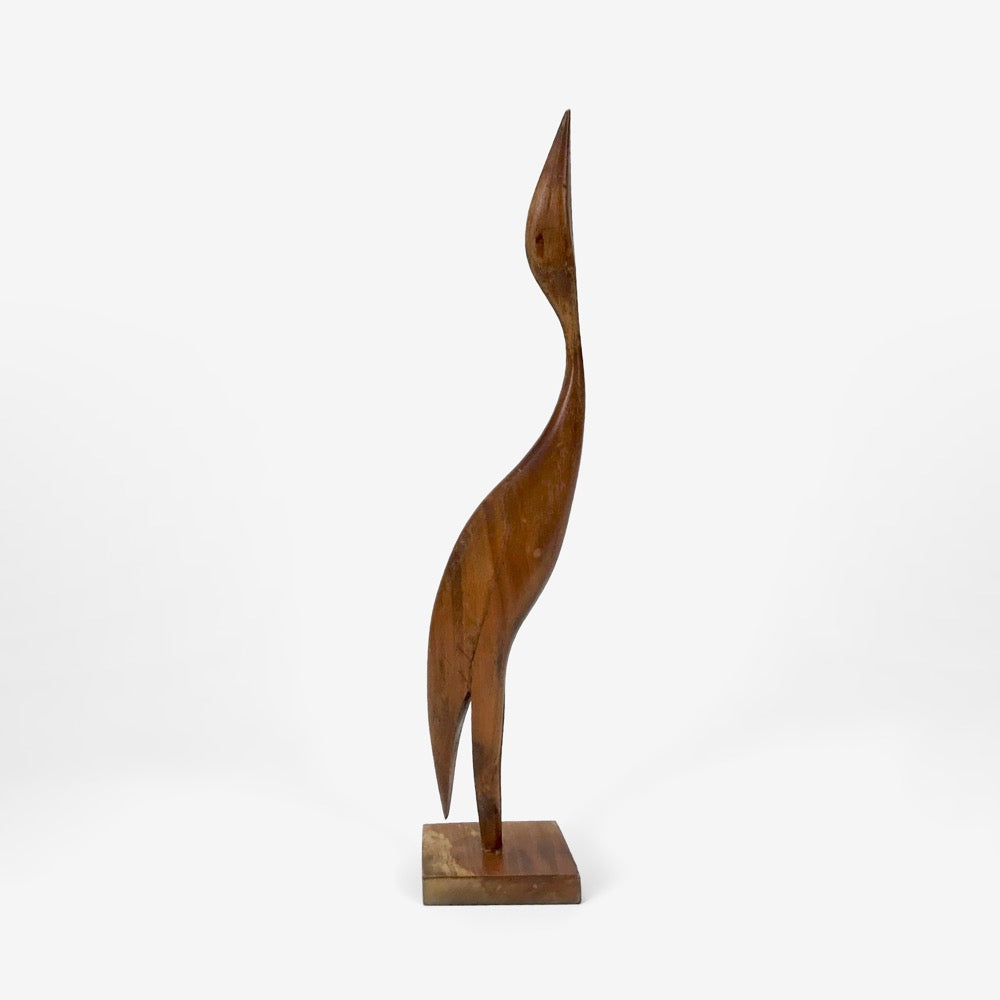 Héron stylisé en bois des années 50