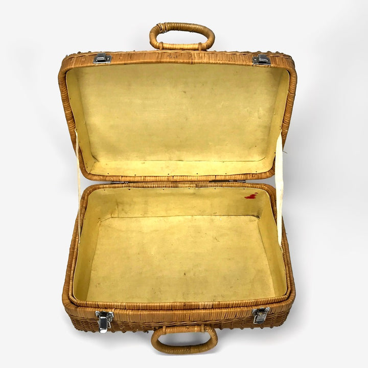 Petite valise bohème en osier des années 60