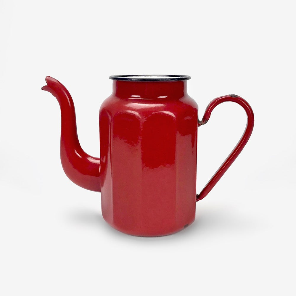 Cafetière émaillée rouge rétro