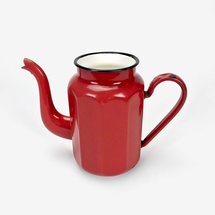 Cafetière émaillée rouge rétro