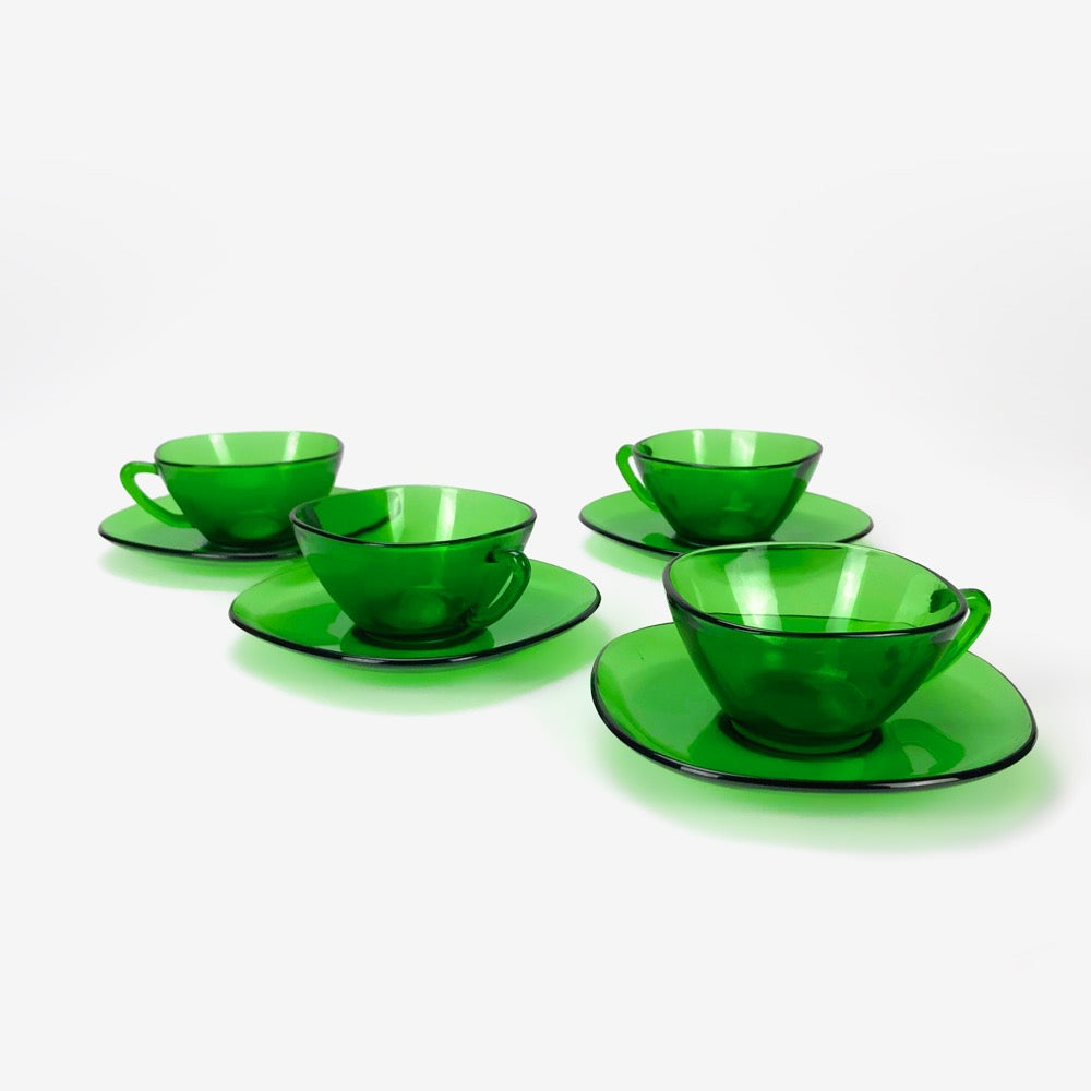 Tasses et soucoupes Vereco vert émeraude