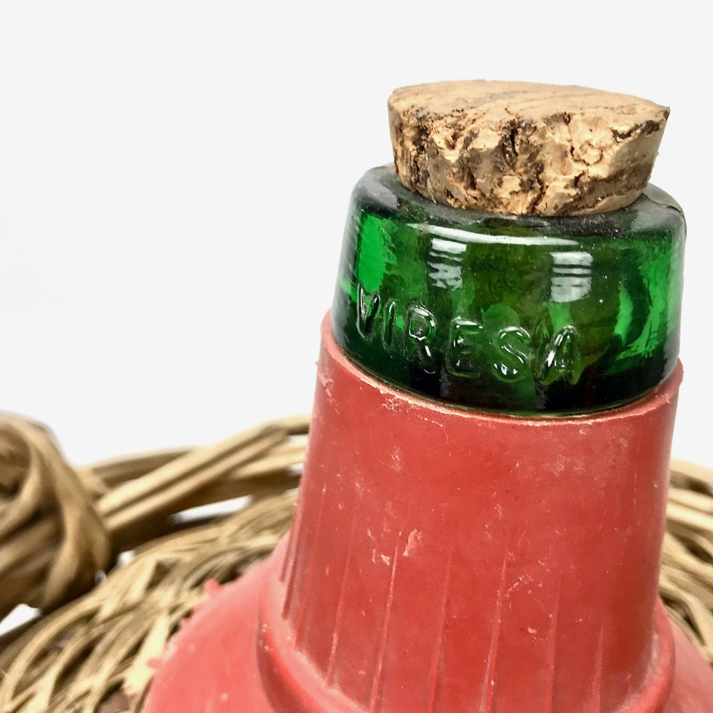 Dame-Jeanne Viresa verre et osier tressé