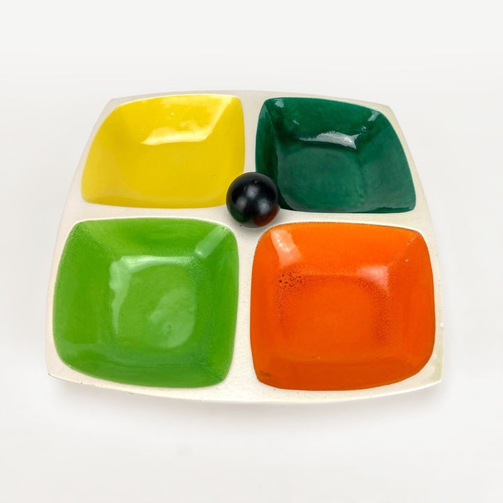 Distributeur apéritif céramique émaillée multicolore vintage