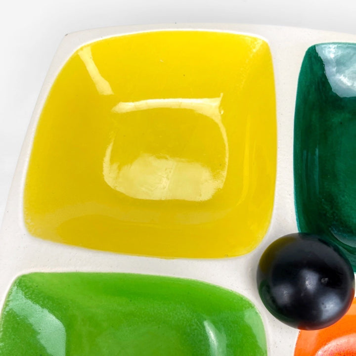 Distributeur apéritif céramique émaillée multicolore vintage