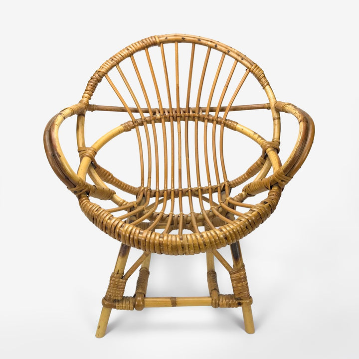 Fauteuil corbeille en rotin pour enfants
