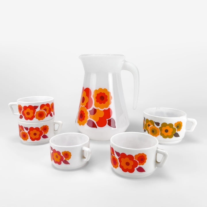 Lot de pièces à café Arcopal modèle Lotus années 70
