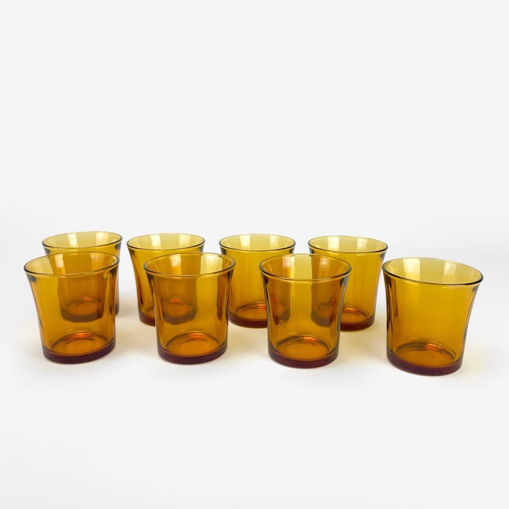 8 verres à vin Duralex couleur ambrée années 70