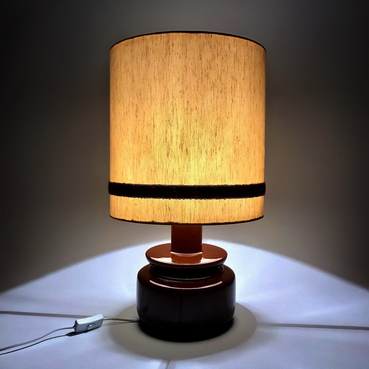 Lampe à poser céramique et tissu seventies