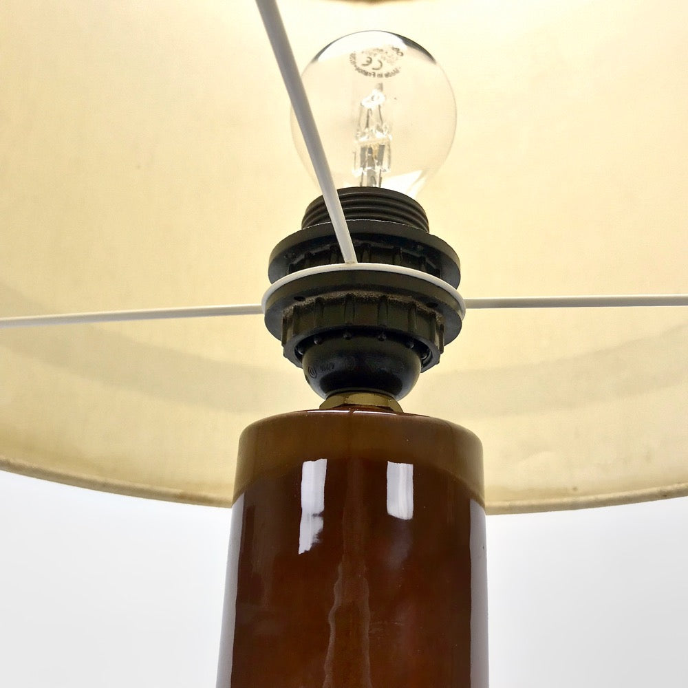 Lampe à poser céramique et tissu seventies
