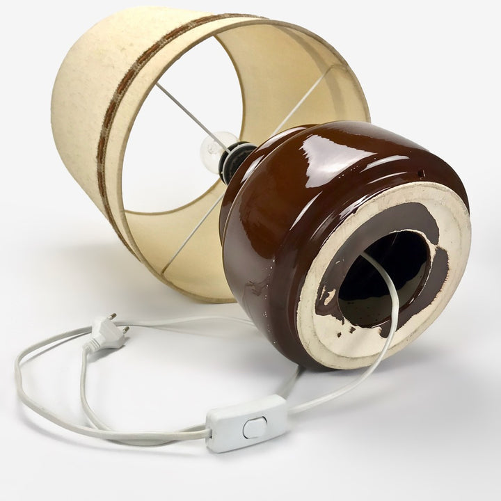 Lampe à poser céramique et tissu seventies