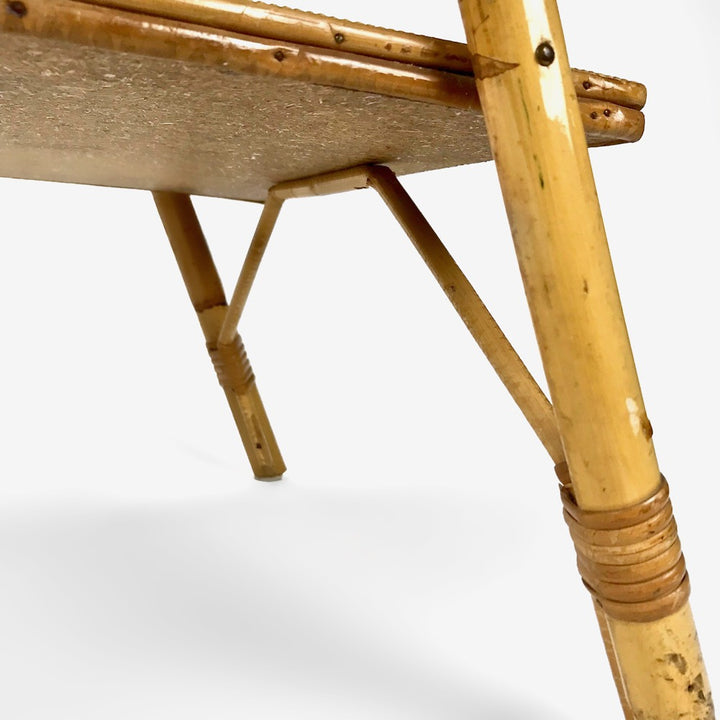 Table double plateaux et porte-revues en bambou et osier