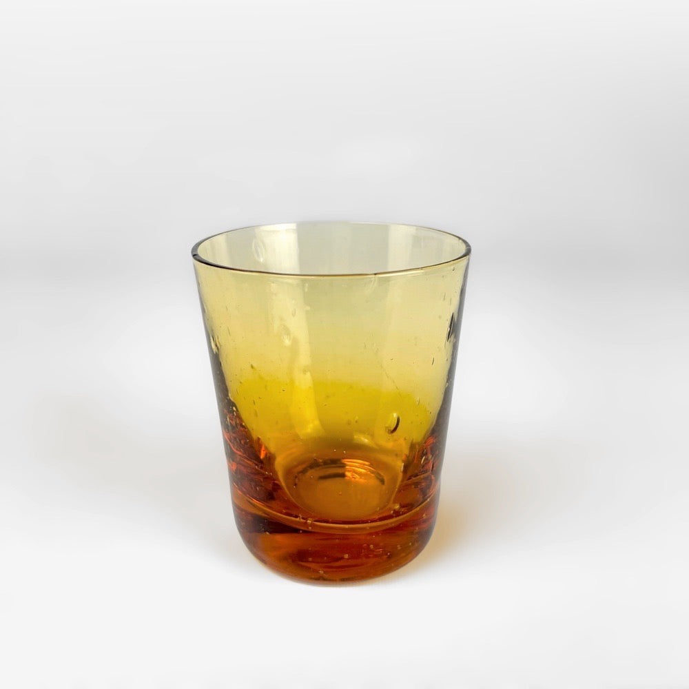 Service à alcool en verre ambré bullé 1960