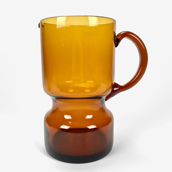 Service à orangeade en verre soufflé couleur ambrée