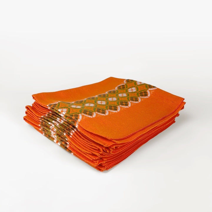 Serviettes de table tissu orange 70's
