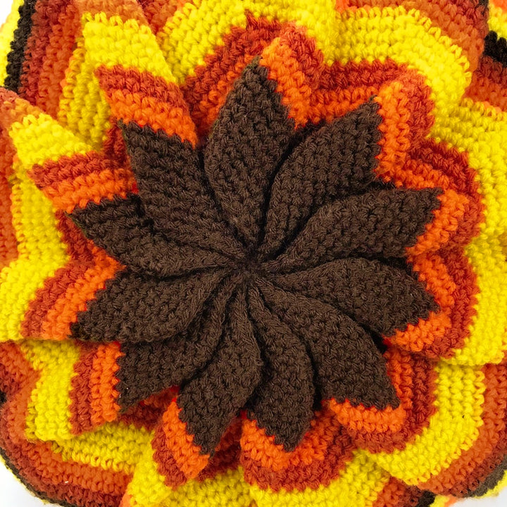 Coussin tricot double face psychédélique des années 70