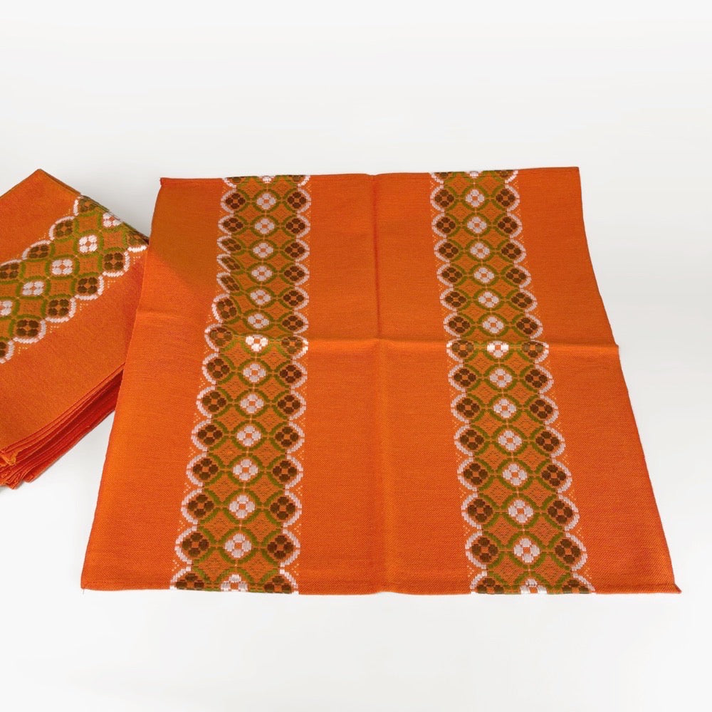 Serviettes de table tissu orange 70's