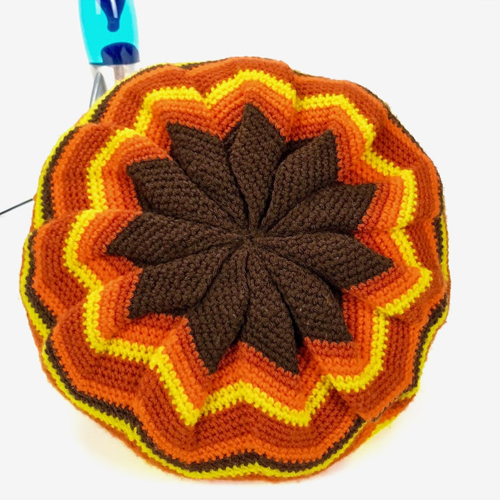 Coussin tricot double face psychédélique des années 70