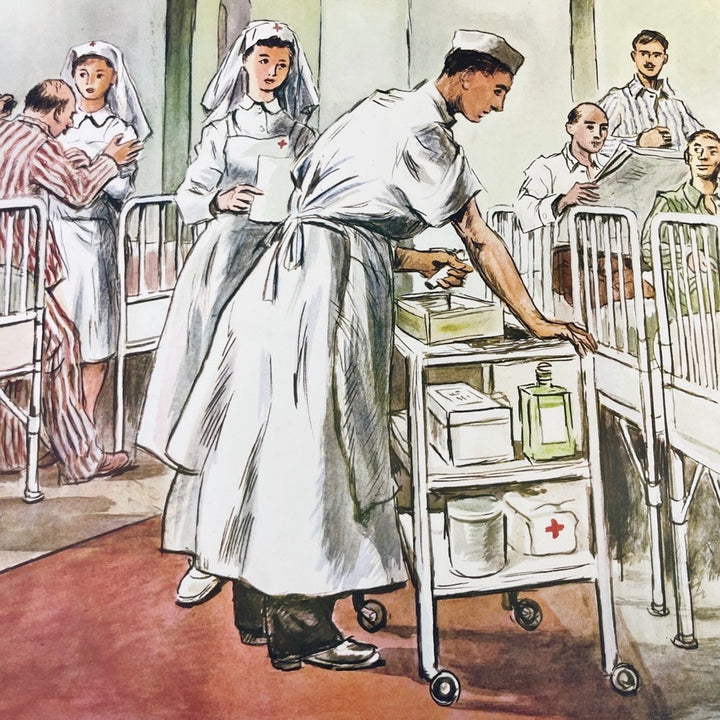 Affiche Rossignol "Un camarade blessé" et "La cueillette des champignons"