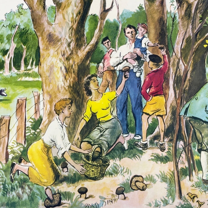 Affiche Rossignol "Un camarade blessé" et "La cueillette des champignons"