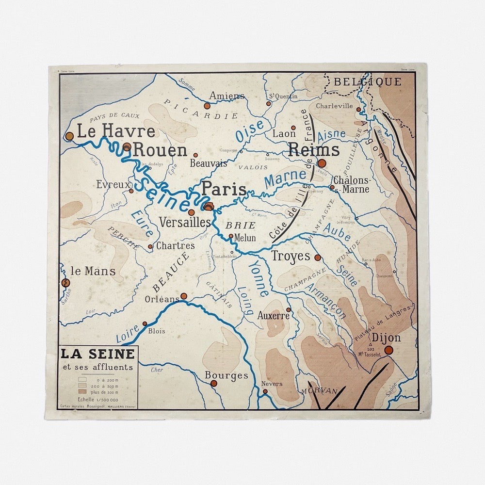 Carte Rossignol la Seine et ses affluents et la Loire et ses affluents