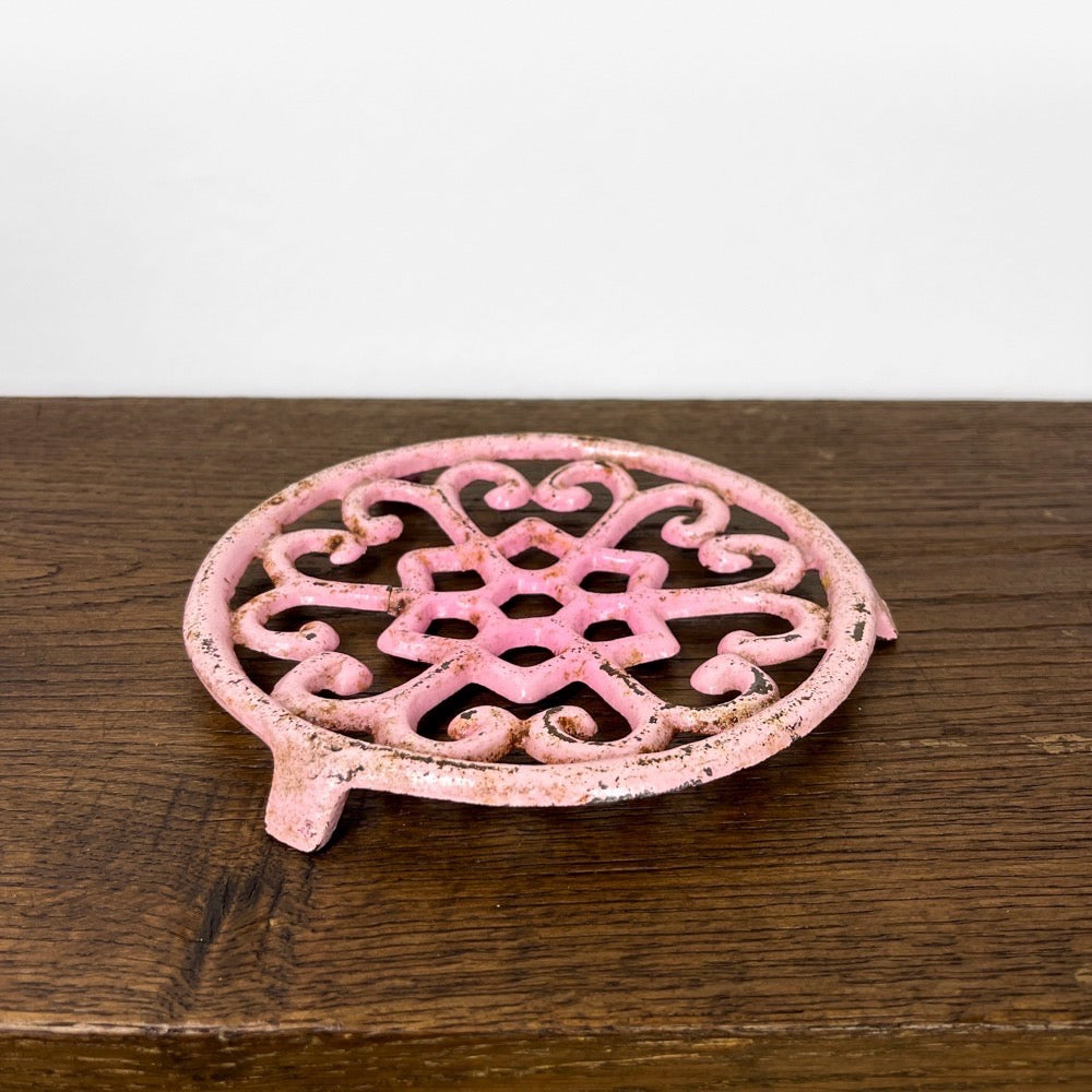 Dessous de plat en fonte rose