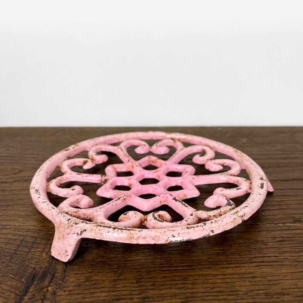 Dessous de plat en fonte rose