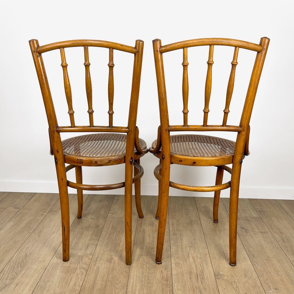 Paire de chaises bistrot cannées Mundus Ungvar Ungarn 1900