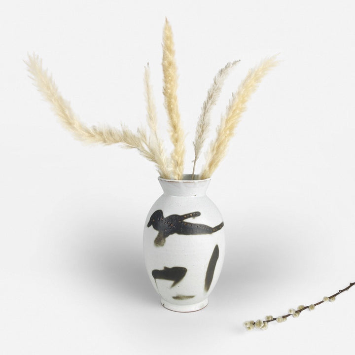 Vase grés émaillé décor calligraphique abstrait