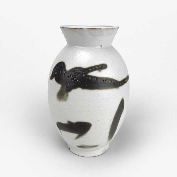 Vase grés émaillé décor calligraphique abstrait