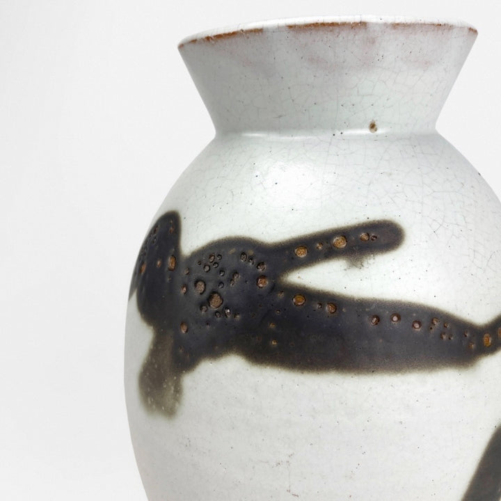 Vase grés émaillé décor calligraphique abstrait