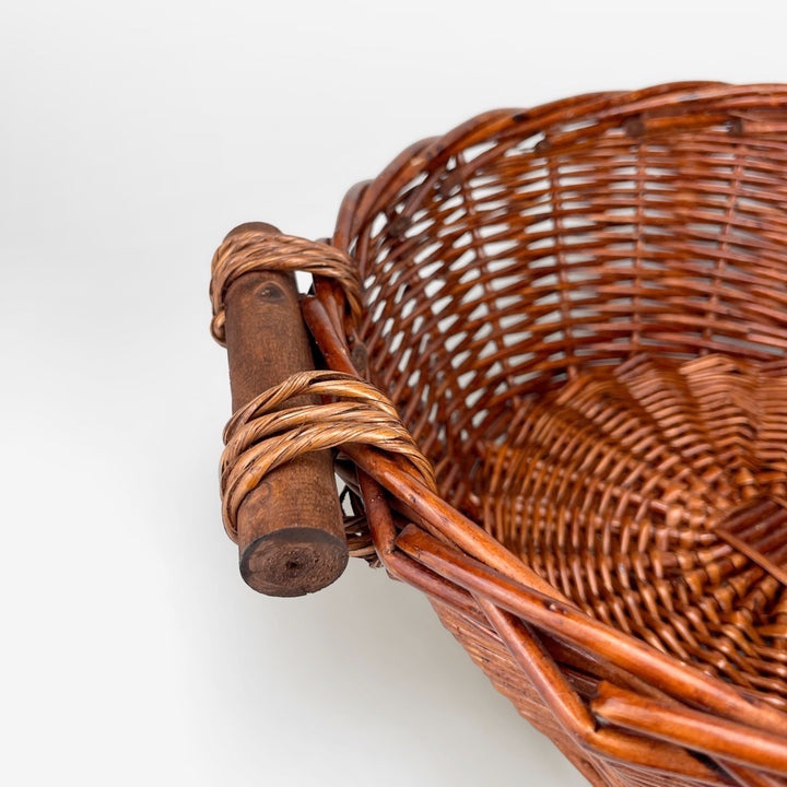 Corbeille ronde en osier tressé