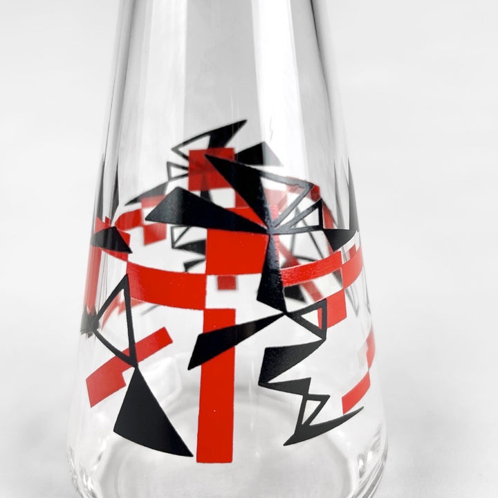 Service à liqueur design en verre sérigraphié Mid-Century