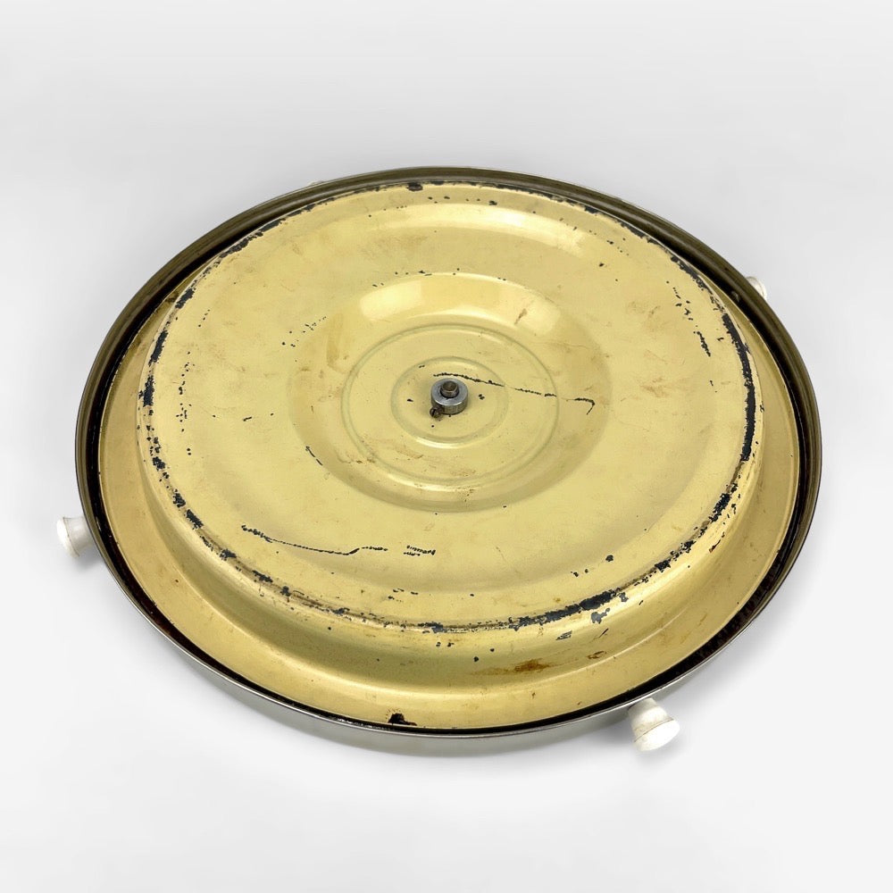 Plateau tournant verre et inox motif carreaux de ciment