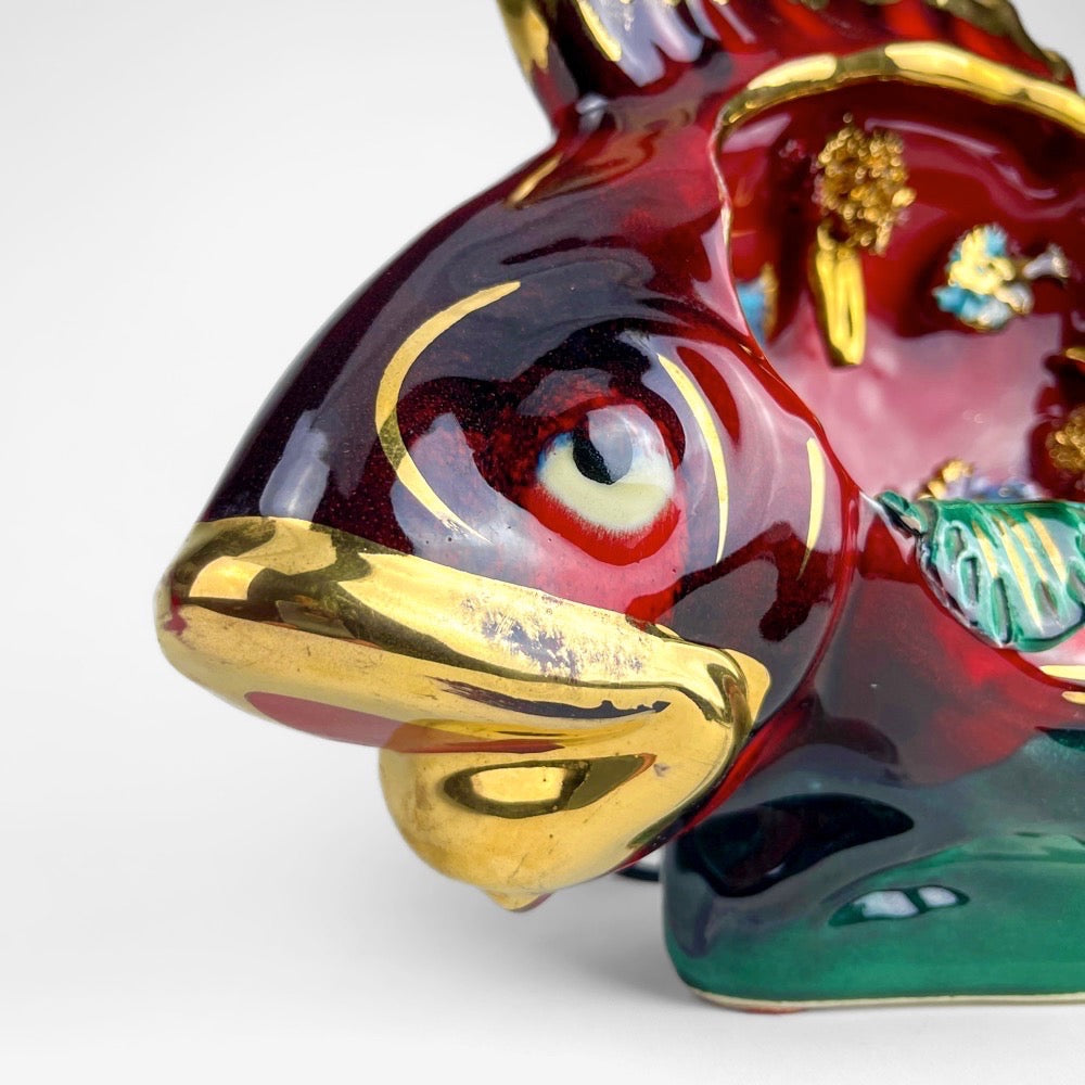 Lampe Poisson barbotine XXL Vallauris double ouverture