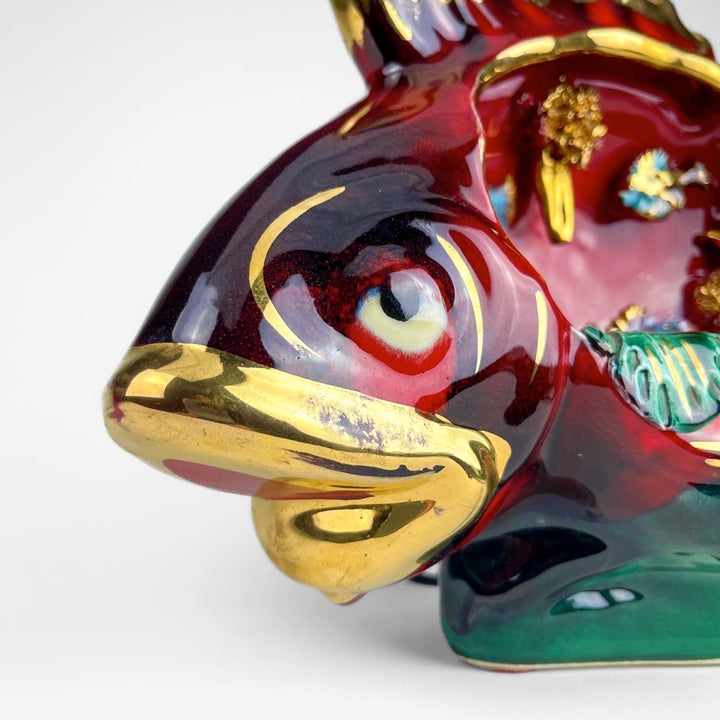 Lampe Poisson barbotine XXL Vallauris double ouverture