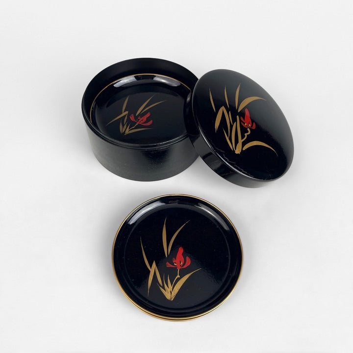 Dessous de verres en bois laqué noir vintage