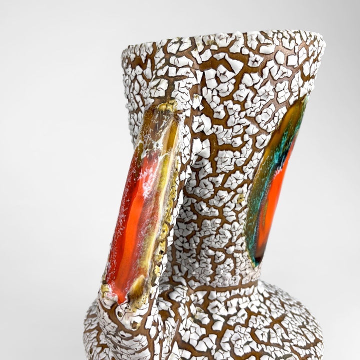 Paire de vases en céramique craquelée et flammée Vallauris années 70