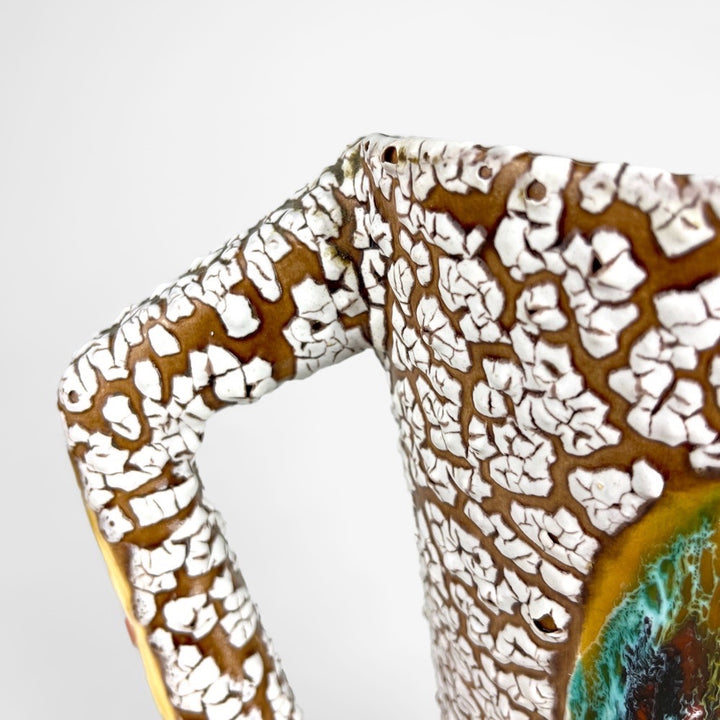 Paire de vases en céramique craquelée et flammée Vallauris années 70