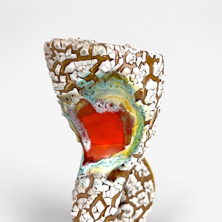 Paire de vases en céramique craquelée et flammée Vallauris années 70