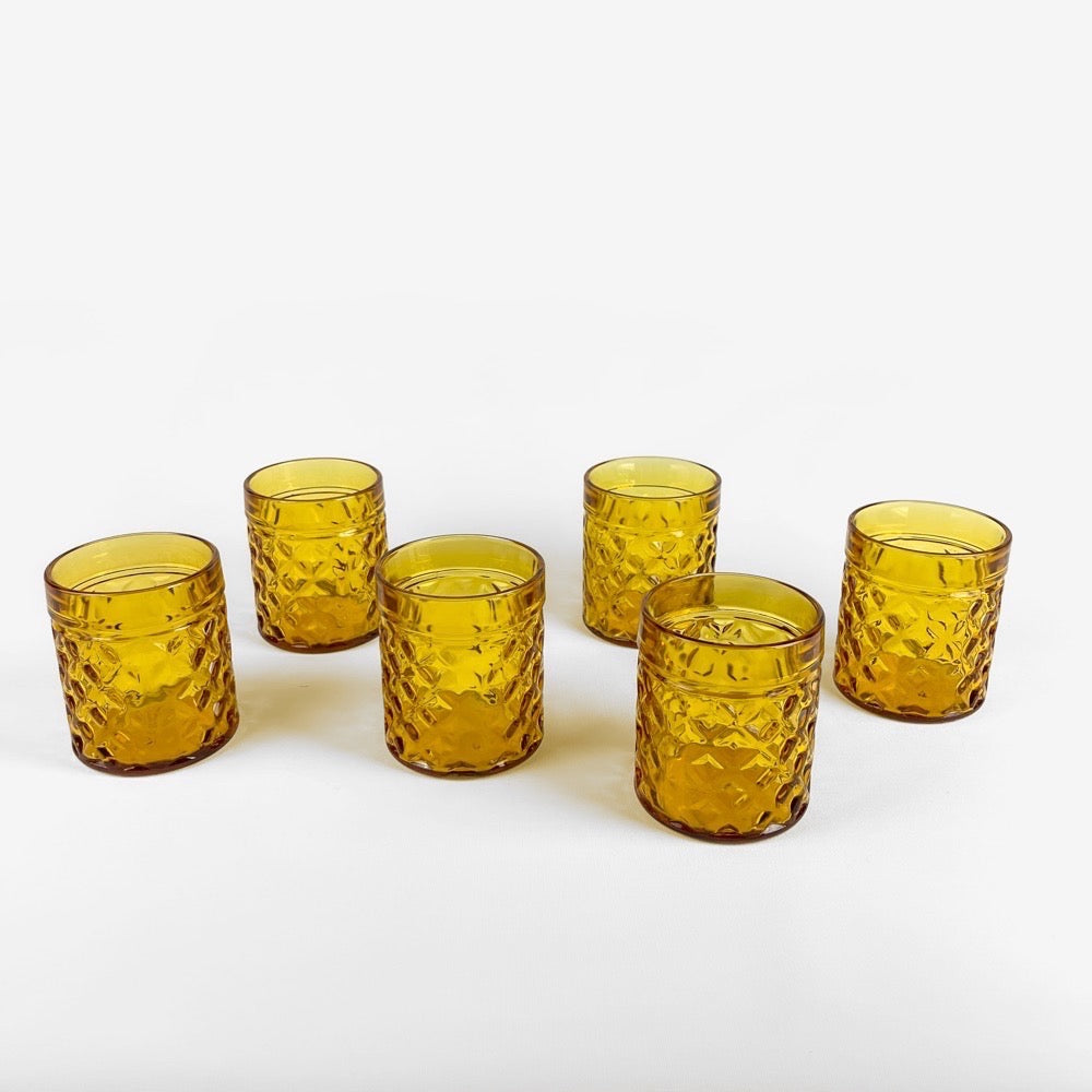 Verres tumbler ambrés à whisky Pernod années 70