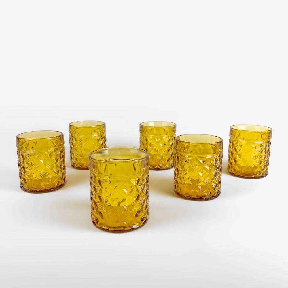 Verres tumbler ambrés à whisky Pernod années 70