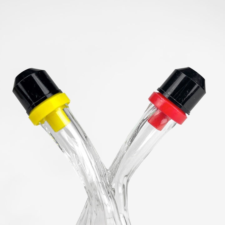 Duo de serviteurs huile et vinaigre en verre soufflé années 60