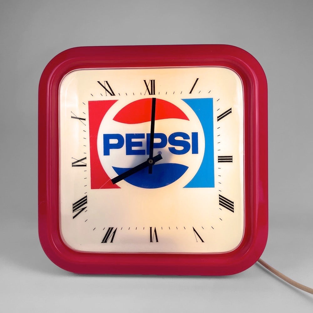 Horloge lumineuse publicitaire Pepsi Italie années 80