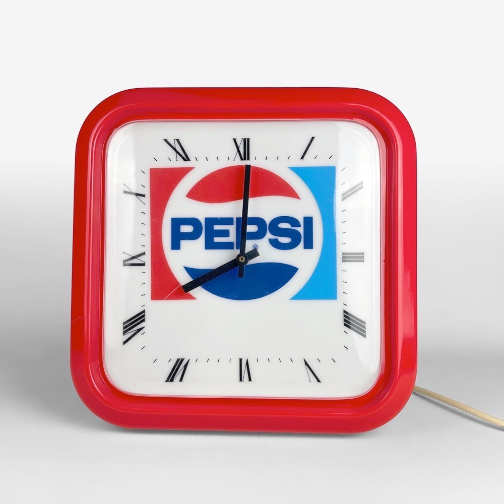 Horloge lumineuse publicitaire Pepsi Italie années 80