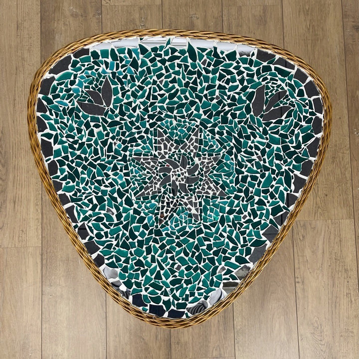 Guéridon tripode plateau mosaïque miroir années 50