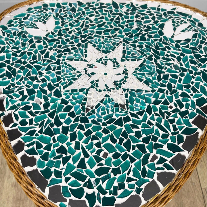 Guéridon tripode plateau mosaïque miroir années 50