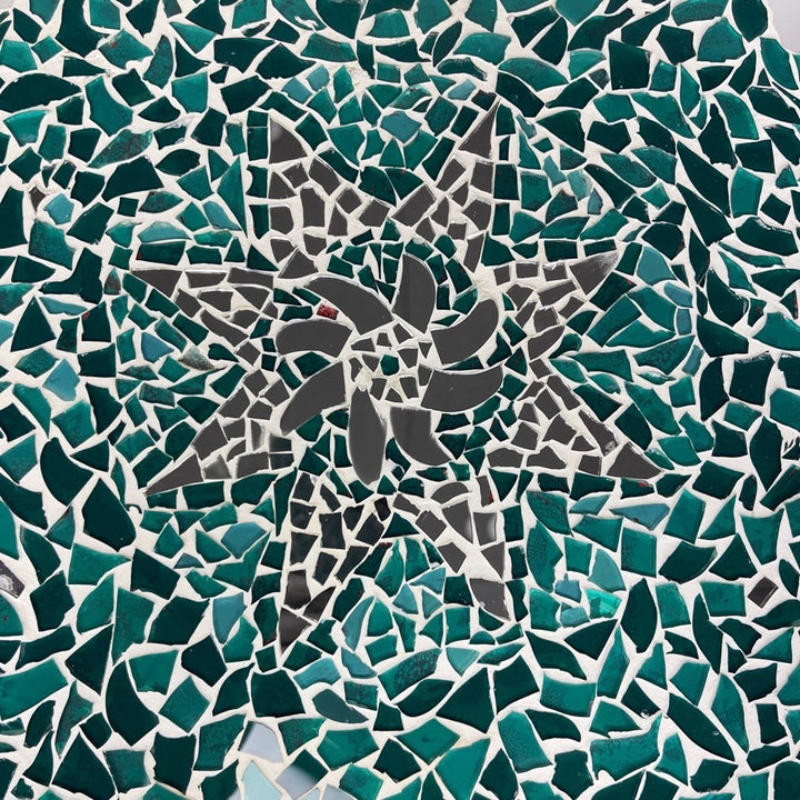 Guéridon tripode plateau mosaïque miroir années 50